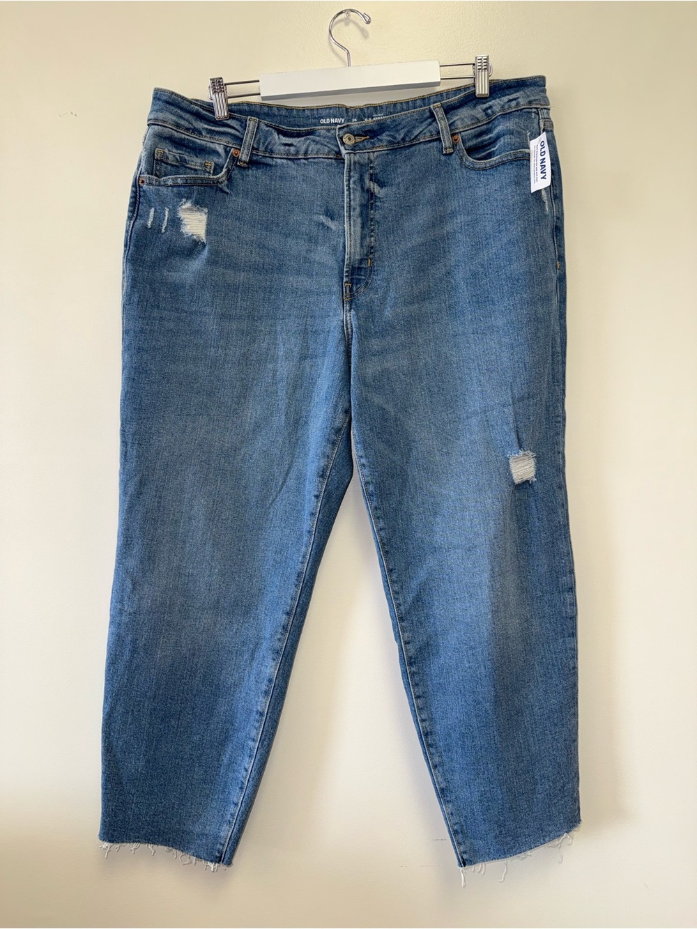 NWT Old Navy (20) Brand New Distressed Denim High Rise O.G Straight Jeans